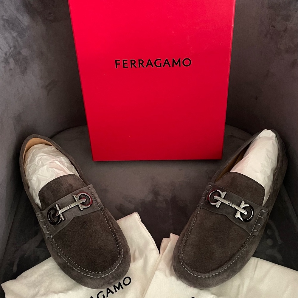 Brand New never worn Salvatore Ferragamo Dark Gray Men's Loafers